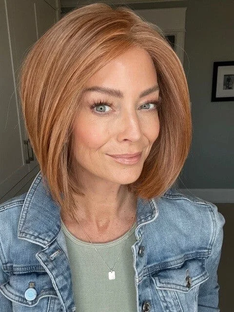 Short wig in a fiery red color for a vibrant appearanceSanta Monica Wig by Belle Tress in Sienna Spice | All Sales Final | Open Box