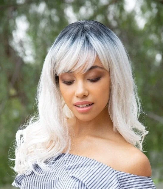 Platinum - blonde short wig for a trendy and eye - catching styleSeduction Heat Friendly Wig by Rene of Paris | The Orchid Collection
