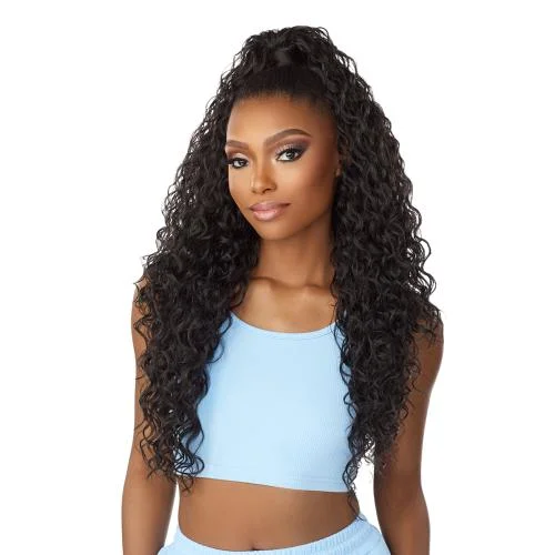 Half wig with a platinum - blonde color for a bold and trendy lookSensationnel Half Wig N Pony Wrap Instant Up N Down UD 16