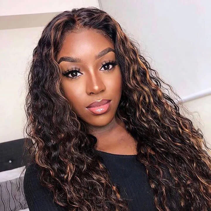 Curly wig with a natural - looking root for a more realistic lookHighlight Curly Lace Front Wigs 13x4 Colored Glueless Brazilian Human Hair Lace Wigs Curly wig with a natural - looking root for a more realistic lookHighlight Curly Lace Front Wigs 13x4 Colored Glueless Brazilian Human Hair Lace Wigs