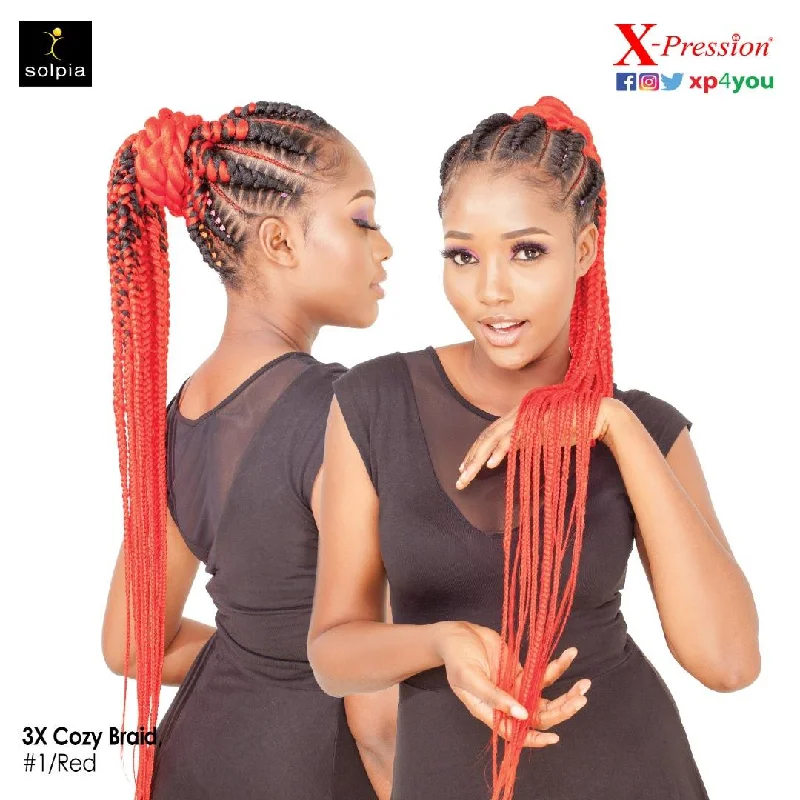 Box Braid & Plait Hair Extensions in a Jet - Black Color for a Classic Appearance3x Cozy Braids Box Braid & Plait Hair Extensions in a Jet - Black Color for a Classic Appearance3x Cozy Braids