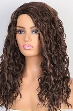 Afro - curly wig with a full and voluminous lookKalissa Brown blonde Highlighted Synthetic Wig Afro - curly wig with a full and voluminous lookKalissa Brown blonde Highlighted Synthetic Wig