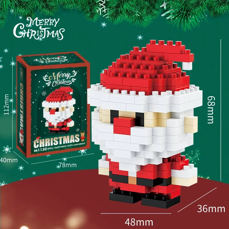 Clip - in hair extensions in a jet - black color for a classic and timeless appearance[Christmas Limited Edition] Mini Cute Christmas Building Block Joy & Ornaments