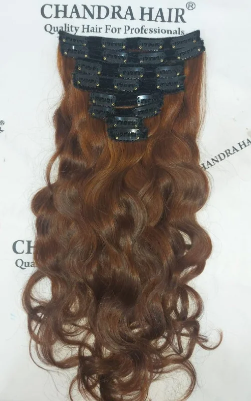 Clip - in hair extensions with a middle - part for a classic and elegant styleClip-ins Hair Extensions North Indian Raw Hair