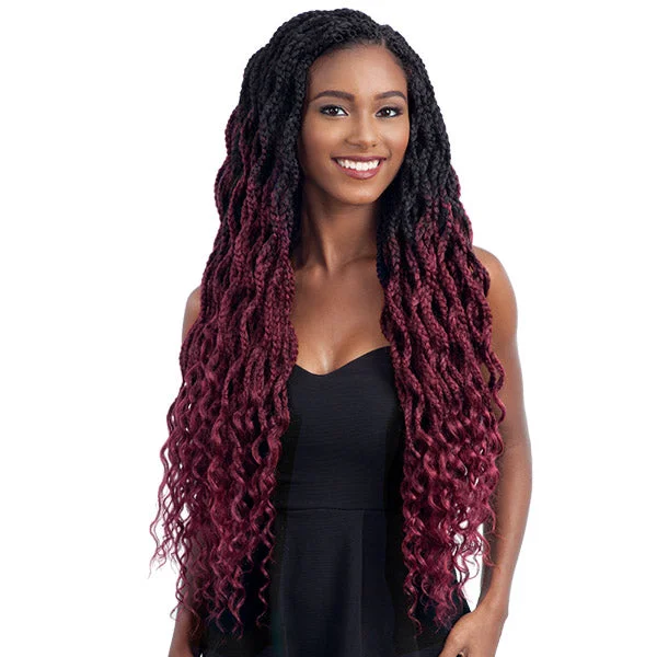 Box Braid & Plait Hair Extensions in a Jet - Black Color for a Classic AppearanceFREETRESS SYNTHETIC BRAID ZOEY CURLY 26" [SF/B ZOEY BRAID CURLY 26"]