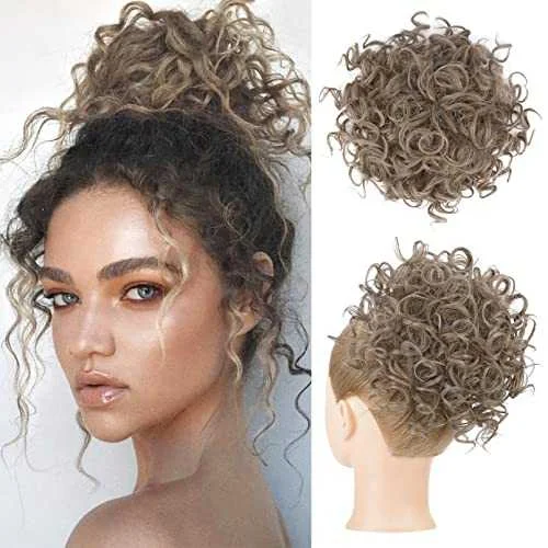 Ponytail - based hair buns for an easy - to - create styleCurly Messy Hair Bun Hair Piece Elastic Drawstring Ponytail - based hair buns for an easy - to - create styleCurly Messy Hair Bun Hair Piece Elastic Drawstring