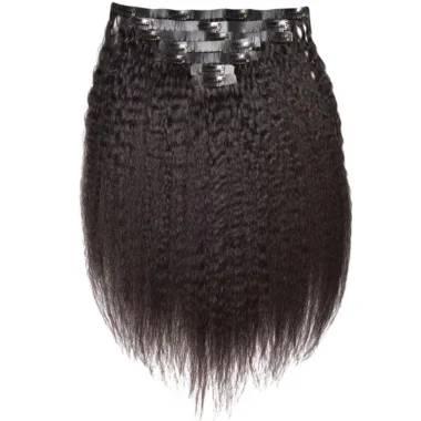 Clip - in hair extensions with a side - part for a more flattering lookKinky Straight Clip In Hair Extensions Clip - in hair extensions with a side - part for a more flattering lookKinky Straight Clip In Hair Extensions
