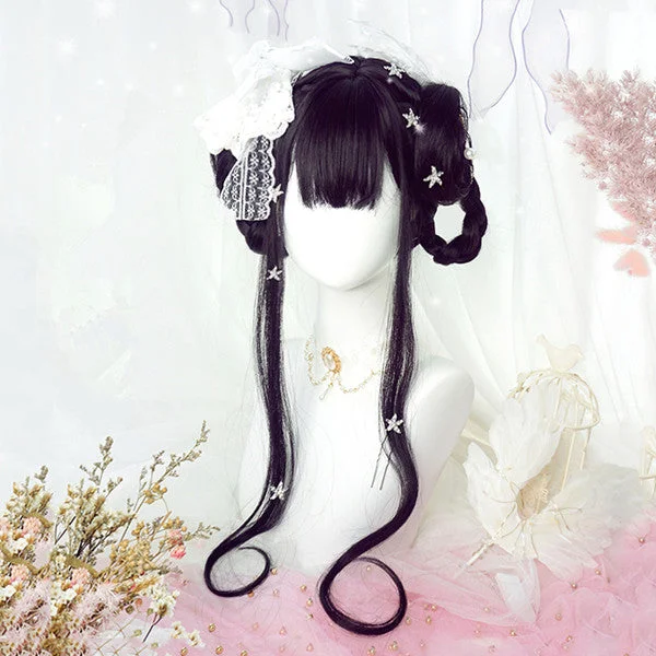 Curly wig with a water - wave texture for a unique and stylish choiceLolita Big Wave Polaris Black Purple Long Curly Wig YV42402 Curly wig with a water - wave texture for a unique and stylish choiceLolita Big Wave Polaris Black Purple Long Curly Wig YV42402