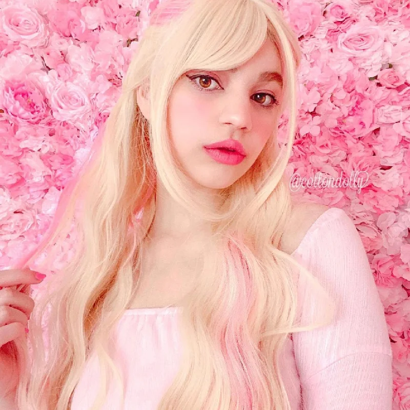 Curly wig with a pre - bleached knot for a natural - looking scalpLolita gradient gold pink wig yv42480 Curly wig with a pre - bleached knot for a natural - looking scalpLolita gradient gold pink wig yv42480