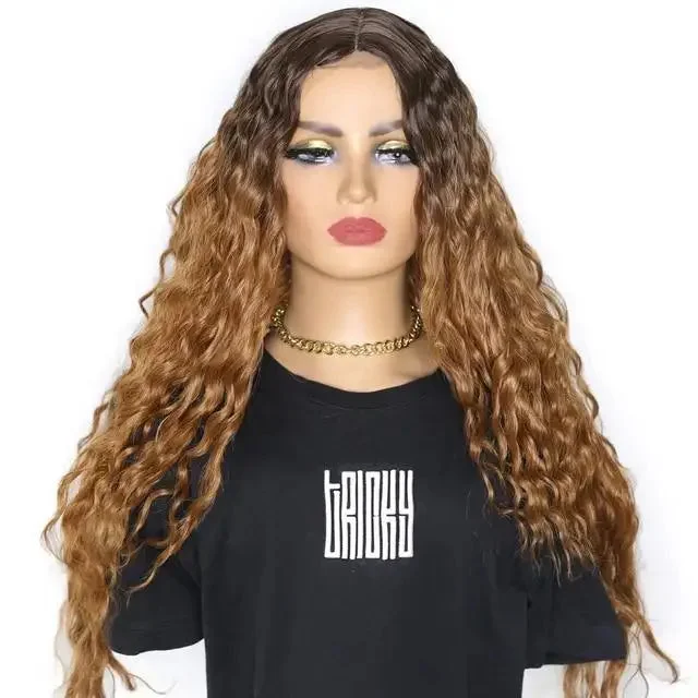 Heat - resistant curly wig for easy styling at homeLucia 26 Inch Lace Front Curly Middle Part Ombre Blonde Brown Wig Heat - resistant curly wig for easy styling at homeLucia 26 Inch Lace Front Curly Middle Part Ombre Blonde Brown Wig