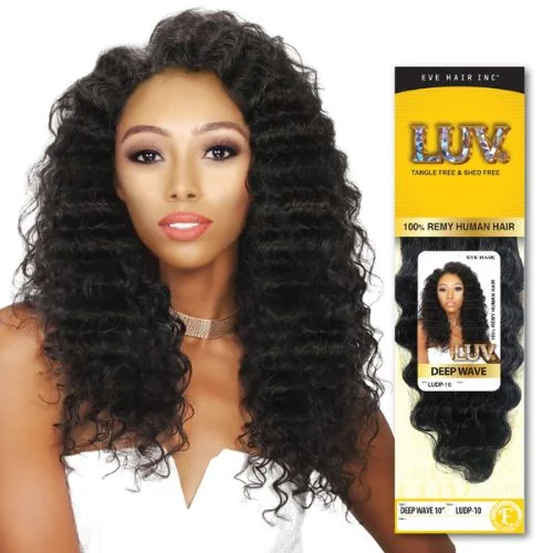 Clip - in hair extensions with a wavy texture for a beachy and relaxed lookLUV Extensions 100% Remi Human Hair Deep Wave by Eve Hair Clip - in hair extensions with a wavy texture for a beachy and relaxed lookLUV Extensions 100% Remi Human Hair Deep Wave by Eve Hair