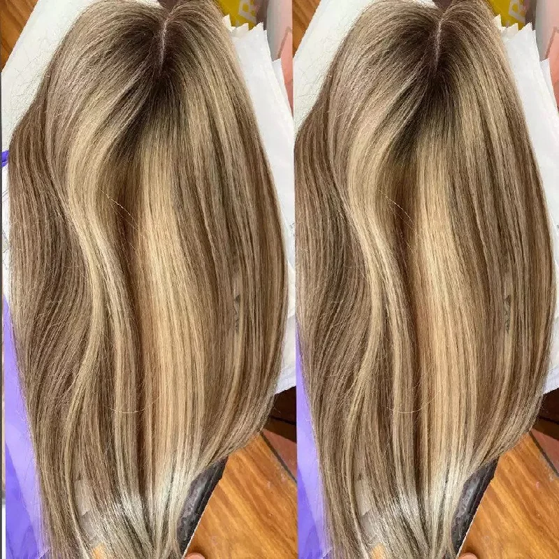 Clip - in hair extensions in a jet - black color for a classic and timeless appearanceLuxury Balayage Highlight Hair Piece Real Human Hair Topper Natural Straight Brown Ash Blonde Jewish Toupee with Clips 130% Clip - in hair extensions in a jet - black color for a classic and timeless appearanceLuxury Balayage Highlight Hair Piece Real Human Hair Topper Natural Straight Brown Ash Blonde Jewish Toupee with Clips 130%