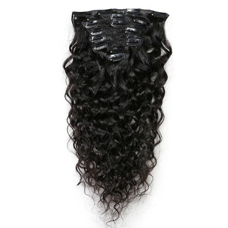 Clip - in hair extensions with a straight texture for a sleek and seamless blendLuxury Brazilian Clip In Natural Water Wave Virgin Human Hair Extensions 120g Clip - in hair extensions with a straight texture for a sleek and seamless blendLuxury Brazilian Clip In Natural Water Wave Virgin Human Hair Extensions 120g