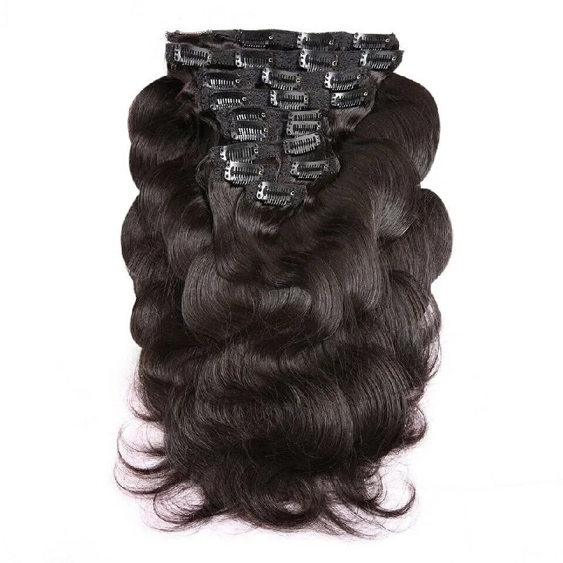 Clip - in hair extensions with a curly texture for a bold and stylish choiceLuxury Brazilian Clip In Virgin Human Hair Extensions Body Wave 7pcs 120g Clip - in hair extensions with a curly texture for a bold and stylish choiceLuxury Brazilian Clip In Virgin Human Hair Extensions Body Wave 7pcs 120g
