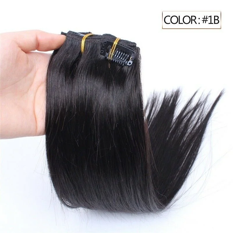Clip - in hair extensions with a wispy fringe for a soft and feminine lookLuxury Clip In Human Hair Extensions #1B Natural Black Remy Straight 7pcs 100g Clip - in hair extensions with a wispy fringe for a soft and feminine lookLuxury Clip In Human Hair Extensions #1B Natural Black Remy Straight 7pcs 100g