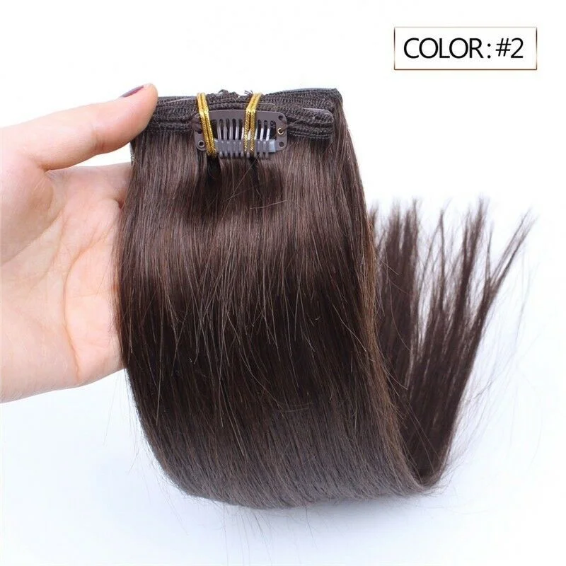 Clip - in hair extensions with a straight texture for a sleek and seamless blendLuxury Clip In Human Hair Extensions #2 Dark Brown Remy Straight 7pcs 100g Clip - in hair extensions with a straight texture for a sleek and seamless blendLuxury Clip In Human Hair Extensions #2 Dark Brown Remy Straight 7pcs 100g