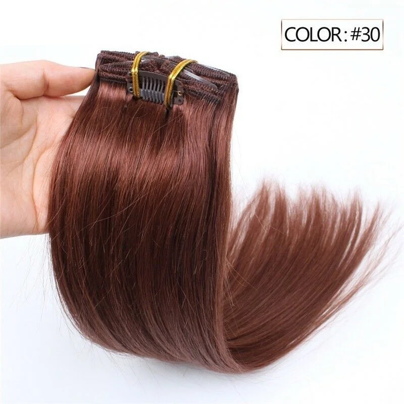 Human - hair clip - in hair extensions for a natural and luxurious lookLuxury Clip In Human Hair Extensions #30 Auburn Remy Silky Straight 7pcs 100g Human - hair clip - in hair extensions for a natural and luxurious lookLuxury Clip In Human Hair Extensions #30 Auburn Remy Silky Straight 7pcs 100g