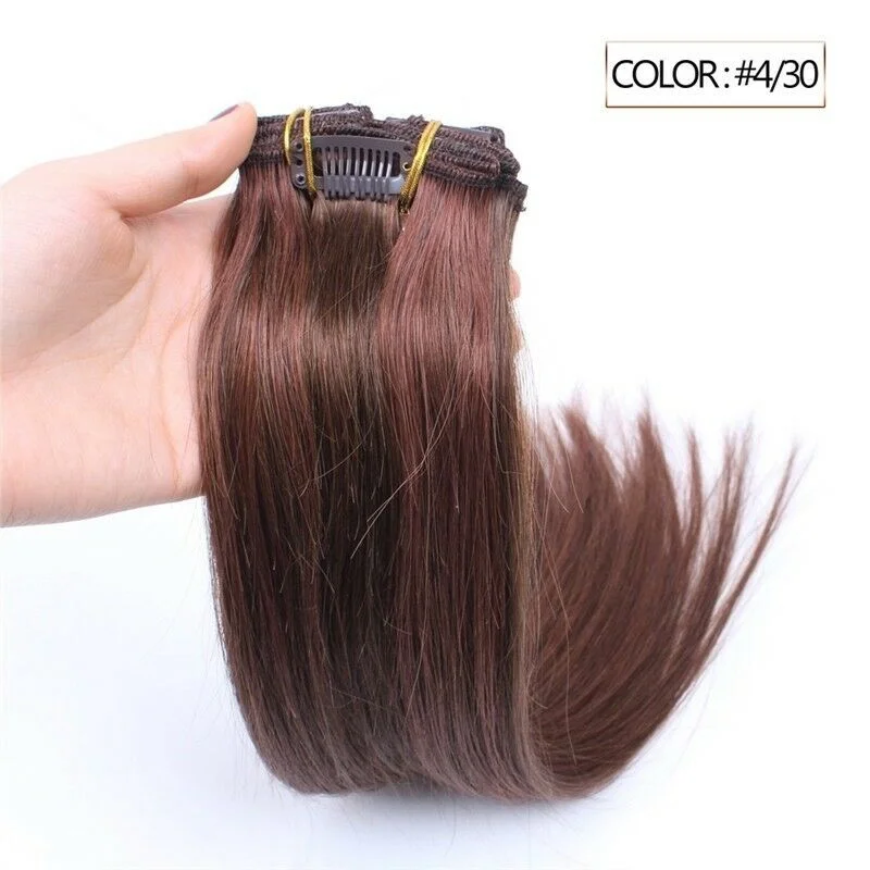Clip - in hair extensions in a jet - black color for a classic and timeless appearanceLuxury Clip In Human Hair Extensions #4/30 Balayage Ombre Remy 7pcs 100g Clip - in hair extensions in a jet - black color for a classic and timeless appearanceLuxury Clip In Human Hair Extensions #4/30 Balayage Ombre Remy 7pcs 100g