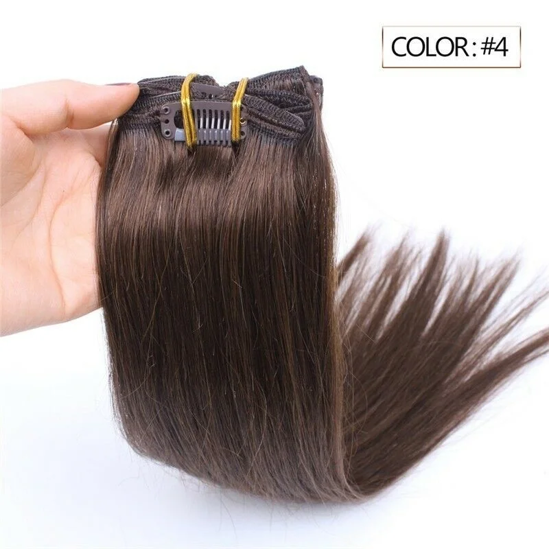 Clip - in hair extensions with a side - part for a more flattering lookLuxury Clip In Human Hair Extensions #4 Chocolate Brown Remy Straight 7pcs 100g Clip - in hair extensions with a side - part for a more flattering lookLuxury Clip In Human Hair Extensions #4 Chocolate Brown Remy Straight 7pcs 100g