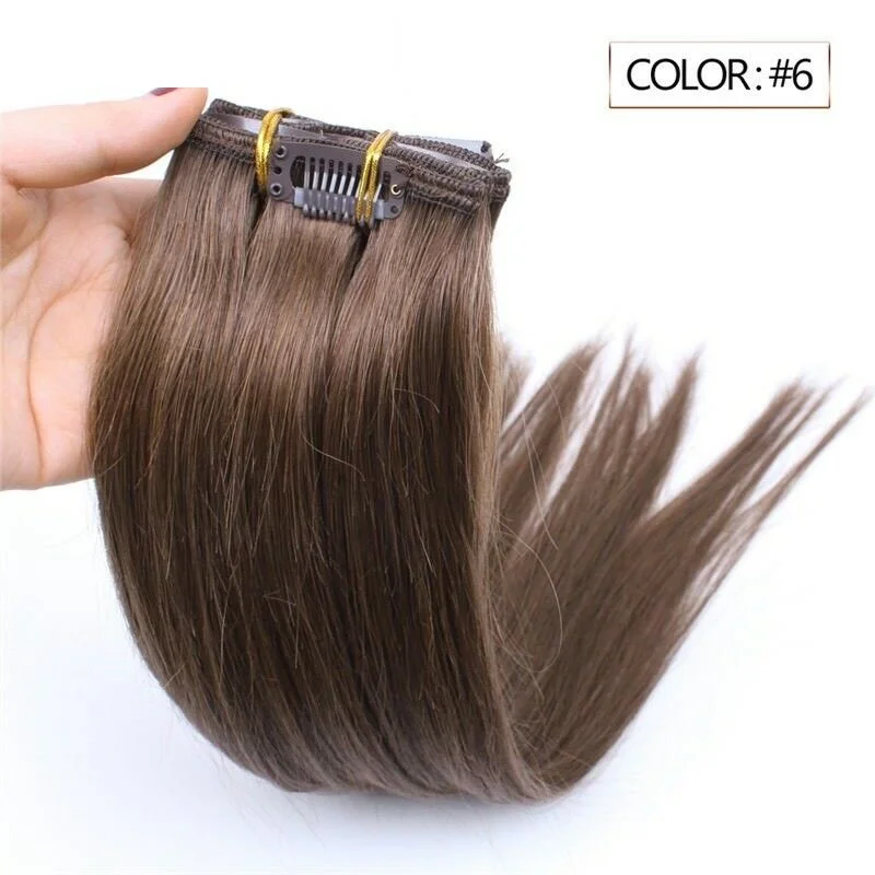Clip - in hair extensions with a curly texture for a bold and stylish choiceLuxury Clip In Human Hair Extensions #6 Medium Brown Remy Straight 7pcs 100g Clip - in hair extensions with a curly texture for a bold and stylish choiceLuxury Clip In Human Hair Extensions #6 Medium Brown Remy Straight 7pcs 100g