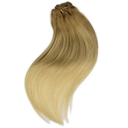 Clip - in hair extensions with a wavy texture for a beachy and relaxed lookLuxury Clip In Human Hair Extensions #8/60 Balayage Ombre Remy 7pcs 120g Clip - in hair extensions with a wavy texture for a beachy and relaxed lookLuxury Clip In Human Hair Extensions #8/60 Balayage Ombre Remy 7pcs 120g