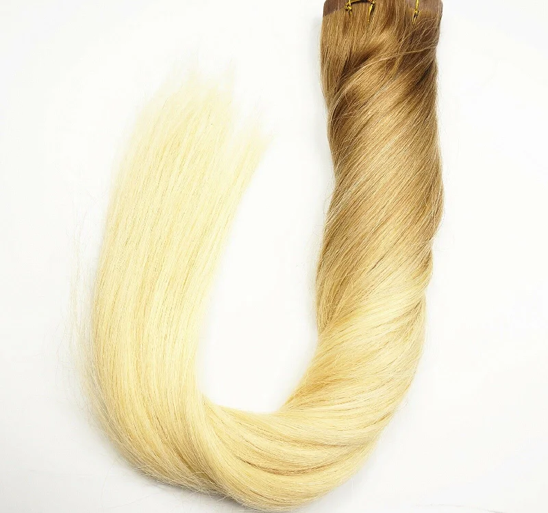 Clip - in hair extensions with a wispy fringe for a soft and feminine lookLuxury Clip In Human Hair Extensions Balayage #18/613 Remy Ombre Straight 120g Clip - in hair extensions with a wispy fringe for a soft and feminine lookLuxury Clip In Human Hair Extensions Balayage #18/613 Remy Ombre Straight 120g