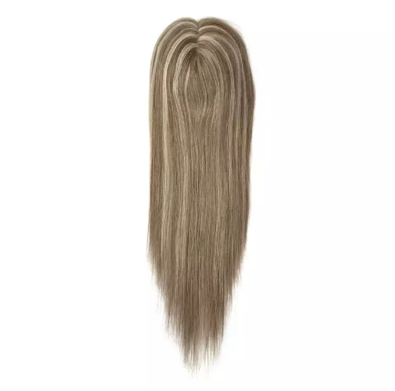 Clip - in hair extensions with a pre - bleLuxury Silk Base Ash Blonde Balayage Straight With Clip In Human Hair Topper Glueless Wig Women 150% Virgin Cuticle Remy Hairpieces Toupee Clip - in hair extensions with a pre - bleLuxury Silk Base Ash Blonde Balayage Straight With Clip In Human Hair Topper Glueless Wig Women 150% Virgin Cuticle Remy Hairpieces Toupee