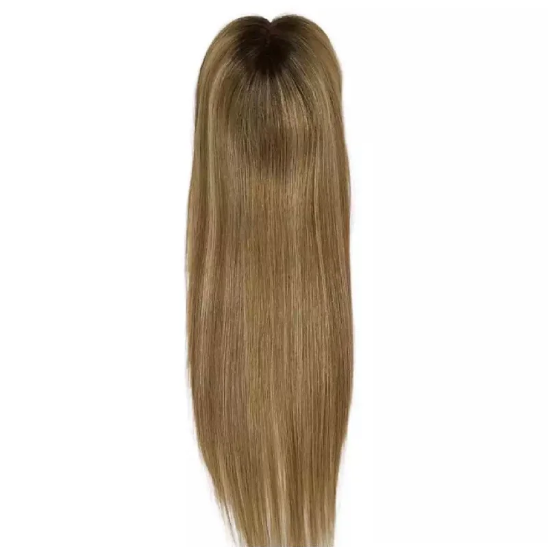 Clip - in hair extensions with a curly texture for a bold and stylish choiceLuxury Silk Base Light Brown Blonde Balayage Straight With Clip In Human Hair Topper Wig Women 150% Virgin Cuticle Remy Hairpieces Toupee Clip - in hair extensions with a curly texture for a bold and stylish choiceLuxury Silk Base Light Brown Blonde Balayage Straight With Clip In Human Hair Topper Wig Women 150% Virgin Cuticle Remy Hairpieces Toupee