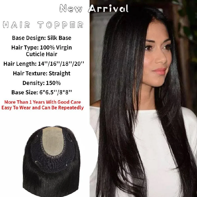 Human - hair clip - in hair extensions for a natural and luxurious lookLuxury Silk Base Natural Black Straight Clip In Human Hair Topper Wig For Women 150% Virgin Cuticle Remy Hairpieces Toupee Fake Scalp Human - hair clip - in hair extensions for a natural and luxurious lookLuxury Silk Base Natural Black Straight Clip In Human Hair Topper Wig For Women 150% Virgin Cuticle Remy Hairpieces Toupee Fake Scalp
