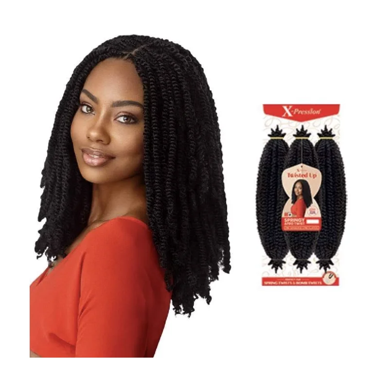 Braid & Plait Hair Extensions with a Curly End for a Playful VibeOutre X-Pression Twisted Up Crochet Braid - Afro Springy Twist 16" Braid & Plait Hair Extensions with a Curly End for a Playful VibeOutre X-Pression Twisted Up Crochet Braid - Afro Springy Twist 16"