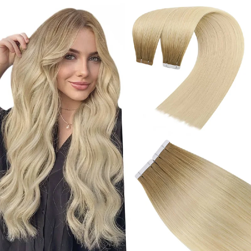 Clip - in hair extensions with a pre - ble[Sale]Moresoo Virgin Tape In Hair Extensions 100% Brazilian Human Hair (#R12/T60)