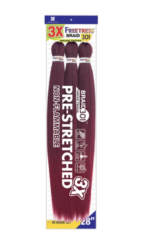 Braid & Plait Hair Extensions in a Burgundy Color for a Bold and Unique LookShake N Go Freetress 3X Pre-Streched Braid 301 Braid & Plait Hair Extensions in a Burgundy Color for a Bold and Unique LookShake N Go Freetress 3X Pre-Streched Braid 301