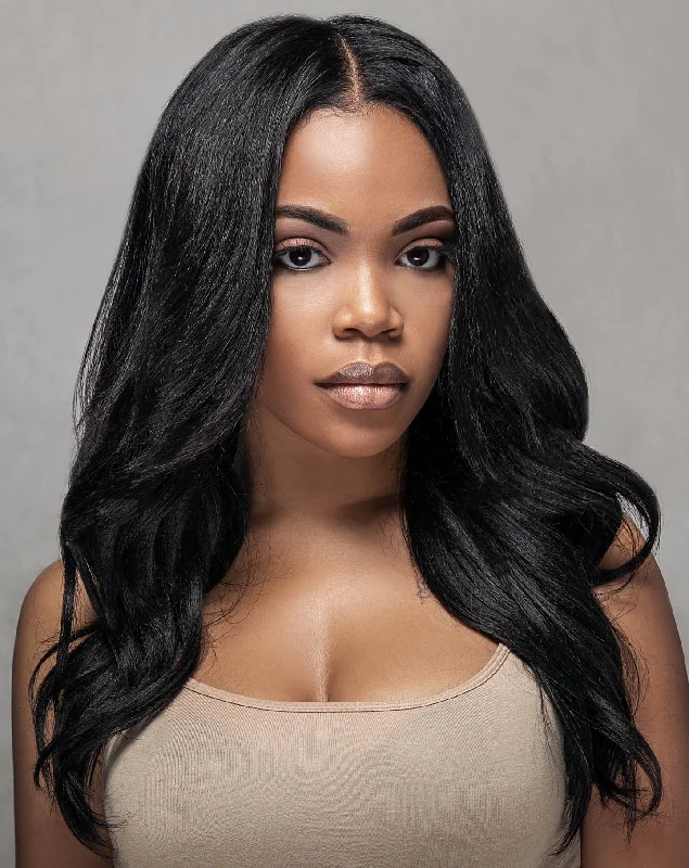 Clip - in hair extensions in a jet - black color for a classic and timeless appearanceSilk Press Straight Clip-ins Clip - in hair extensions in a jet - black color for a classic and timeless appearanceSilk Press Straight Clip-ins