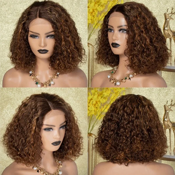 Curly wig with a silk - base cap for a comfortable and smooth feelGlueless Super Double Drawn Highlight Pop Curl 4x4 Closure Wig 12" Curly wig with a silk - base cap for a comfortable and smooth feelGlueless Super Double Drawn Highlight Pop Curl 4x4 Closure Wig 12"