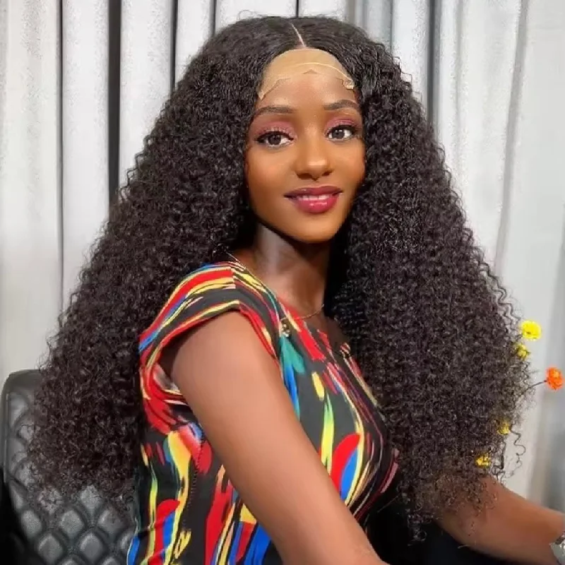 Curly wig with a pre - plucked hairline for a more natural lookGlueless Super Double Drawn Pixe Curl 4X4 Closure Lace Wig Curly wig with a pre - plucked hairline for a more natural lookGlueless Super Double Drawn Pixe Curl 4X4 Closure Lace Wig