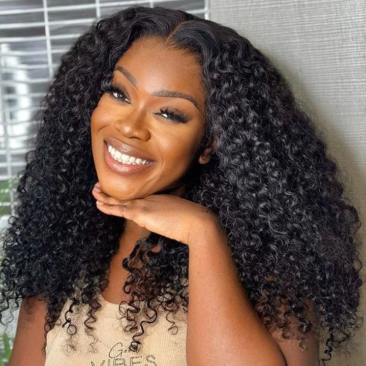 Human - hair curly wig with a bouncy and natural movementThin V Part Wig Kinky Curly Natural Scalp Human Hair Wig Without Leave Out Human - hair curly wig with a bouncy and natural movementThin V Part Wig Kinky Curly Natural Scalp Human Hair Wig Without Leave Out