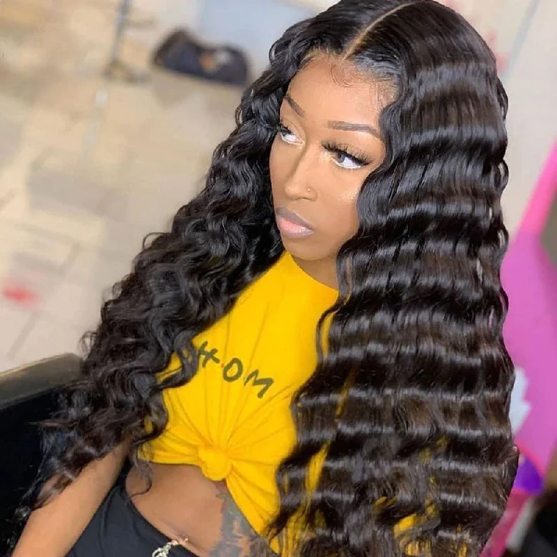 Curly wig with a side - swept bang for a sophisticated lookDraya | Lace 5x5 HD Closure Wig Tropical Deep Wave Glueless Closure Wig