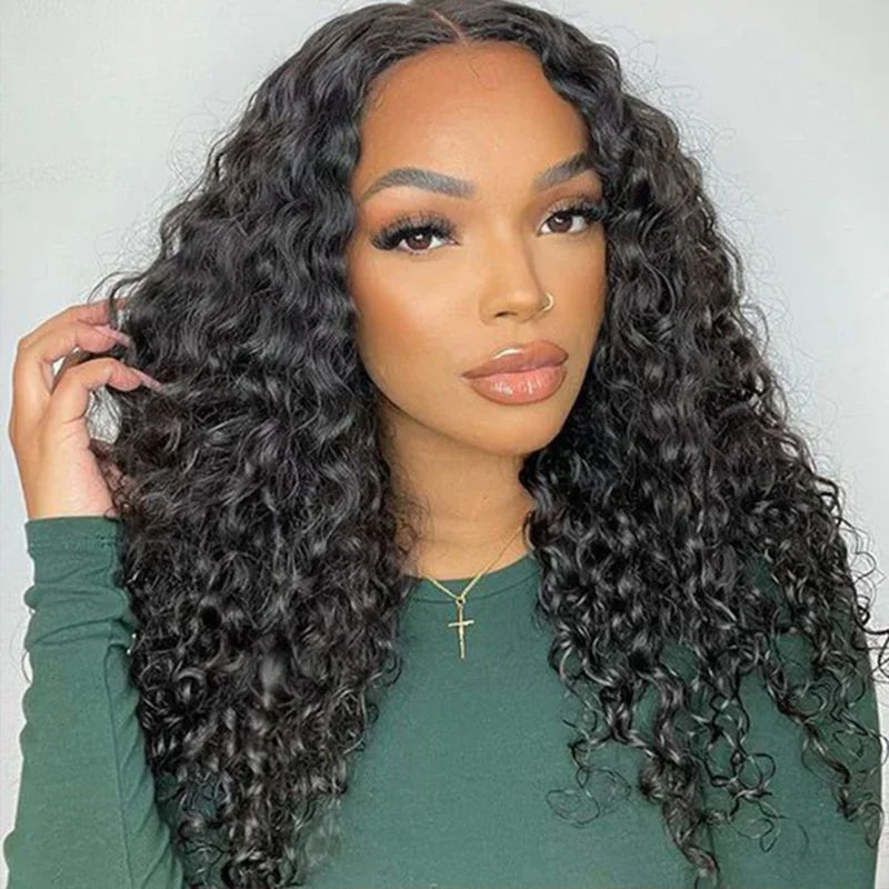 Curly wig with a honey - blonde color for a warm and sunny appearanceSuper Double Drawn Deep Wave 4x4 Closure Wig 18" Curly wig with a honey - blonde color for a warm and sunny appearanceSuper Double Drawn Deep Wave 4x4 Closure Wig 18"