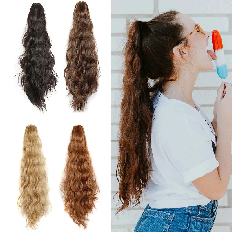 Curly wig with a honey - blonde color for a warm and sunny appearanceWomen 21" Ponytail Extensions Long Curly Synthetic Hair Clip In Claw Black Brown Curly wig with a honey - blonde color for a warm and sunny appearanceWomen 21" Ponytail Extensions Long Curly Synthetic Hair Clip In Claw Black Brown