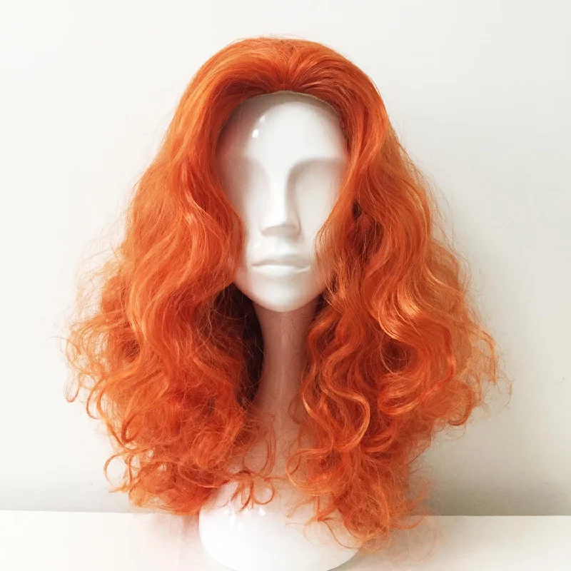 Lace - front curly wig for a seamless hairlineWomen Orange Long Curly Slicked Back Fluffy Cosplay Wig Lace - front curly wig for a seamless hairlineWomen Orange Long Curly Slicked Back Fluffy Cosplay Wig