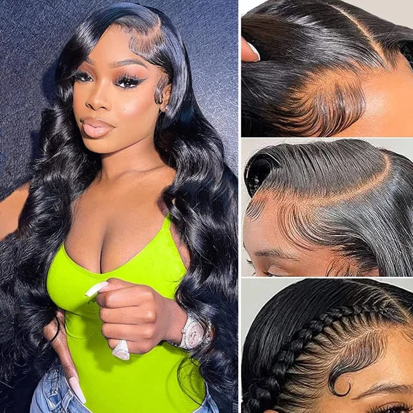 Glueless wig with a pre - plucked hairline for a more natural look13x6 Lace Front Wigs 30 32 inch Body Wave Wigs Glueless Human Hair Wig Glueless wig with a pre - plucked hairline for a more natural look13x6 Lace Front Wigs 30 32 inch Body Wave Wigs Glueless Human Hair Wig