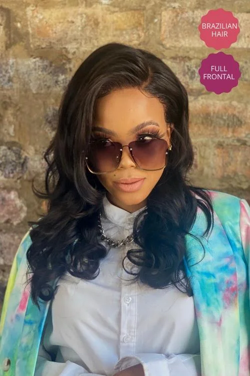 Glueless human - hair wig for a comfortable and natural feelBrazilian hair Body Wave 18inch Full Frontal Wig Natural Black Glueless human - hair wig for a comfortable and natural feelBrazilian hair Body Wave 18inch Full Frontal Wig Natural Black