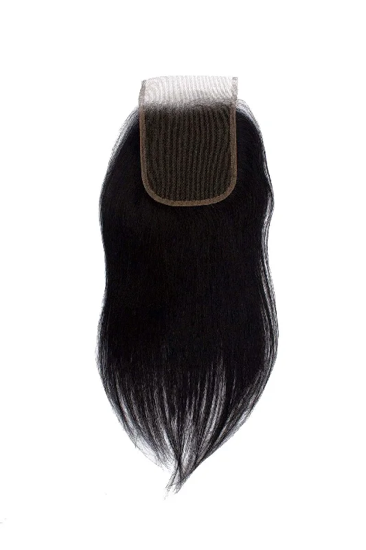 Glueless wig with a wavy texture for a beachy lookBrazilian Closure - Straight