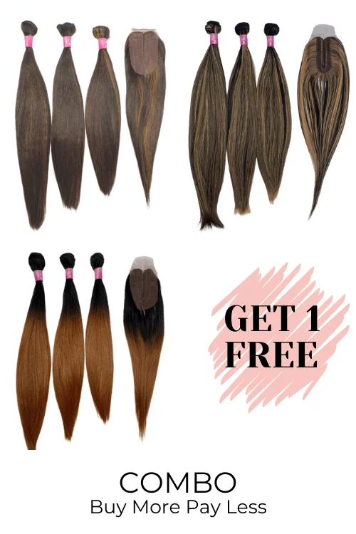 Glueless wig with a wavy texture for a beachy lookCombo: Buy 2 get 1 FREE - 3 Synthetic Bundle & Closure Glueless wig with a wavy texture for a beachy lookCombo: Buy 2 get 1 FREE - 3 Synthetic Bundle & Closure