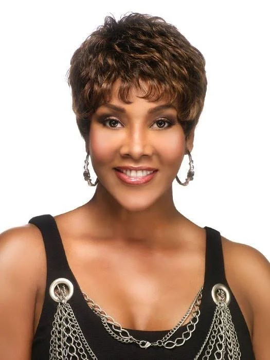 Medium - length wig with a wispy fringe for a soft and feminine lookH-222 by Vivica Fox | Short Human Hair Wig | CLOSEOUT Medium - length wig with a wispy fringe for a soft and feminine lookH-222 by Vivica Fox | Short Human Hair Wig | CLOSEOUT