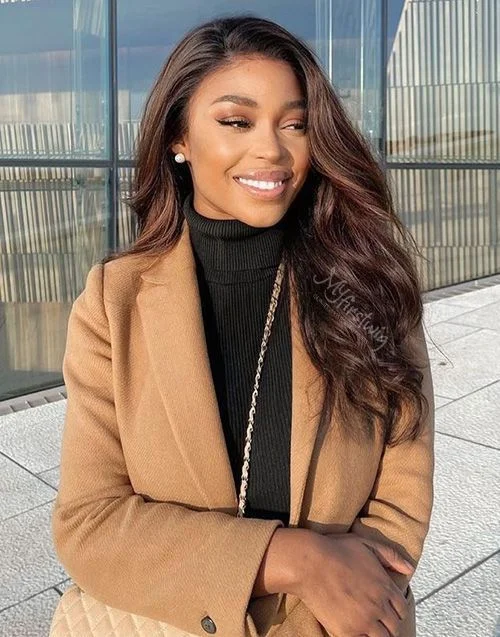 Glueless human - hair wig for a comfortable and natural feel16-20 Inch Ombre Brown with Highlight Wavy Glueless Human Hair Lace Wig / Closure Wig - LFW062 Glueless human - hair wig for a comfortable and natural feel16-20 Inch Ombre Brown with Highlight Wavy Glueless Human Hair Lace Wig / Closure Wig - LFW062