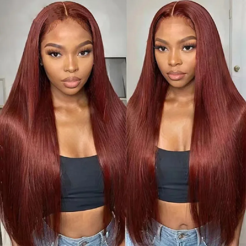 Glueless wig in a chestnut - brown color for a warm and rich appearanceLumiere Hair Color #33 Reddish Brown 150% 180% Density Straight Lace 4x4 & 5x5 Pre-cut Lace Ready To Go Glueless Wigs Glueless wig in a chestnut - brown color for a warm and rich appearanceLumiere Hair Color #33 Reddish Brown 150% 180% Density Straight Lace 4x4 & 5x5 Pre-cut Lace Ready To Go Glueless Wigs