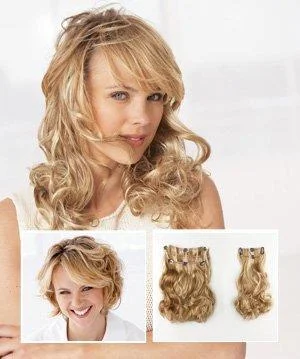 Medium - length wig with a pre - bleached knot for a natural - looking scalpPOP 2pc Synthetic Clip-In Wavy Extensions | CLOSEOUT Medium - length wig with a pre - bleached knot for a natural - looking scalpPOP 2pc Synthetic Clip-In Wavy Extensions | CLOSEOUT