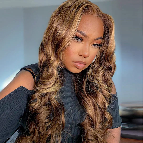 Glueless wig with a wispy fringe for a soft and feminine lookLolly Highlight Wig 5x5 Wear Go Wigs #P4/27 Pre Plucked Bleached Knots Glueless 13x4 HD Lace Front Human Hair Wigs Glueless wig with a wispy fringe for a soft and feminine lookLolly Highlight Wig 5x5 Wear Go Wigs #P4/27 Pre Plucked Bleached Knots Glueless 13x4 HD Lace Front Human Hair Wigs