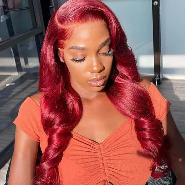 Glueless wig with a silk - base cap for a comfortable and smooth feelRed Lace Front Human Hair Wigs 13x4 Body Wave Wig Glueless Frontal Wig Glueless wig with a silk - base cap for a comfortable and smooth feelRed Lace Front Human Hair Wigs 13x4 Body Wave Wig Glueless Frontal Wig